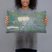Person holding 20x12 Custom Wakefield Michigan Map Throw Pillow in Afternoon