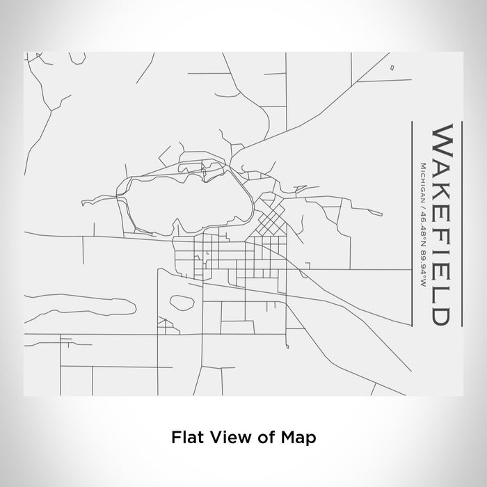 Rendered View of Wakefield Michigan Map Engraving on 20oz Stainless Steel Insulated Bottle with Bamboo Top in White