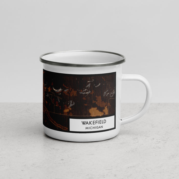 Right View Custom Wakefield Michigan Map Enamel Mug in Ember