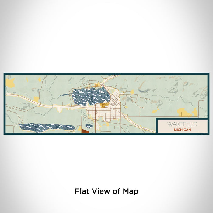 Flat View of Map Custom Wakefield Michigan Map Enamel Mug in Woodblock