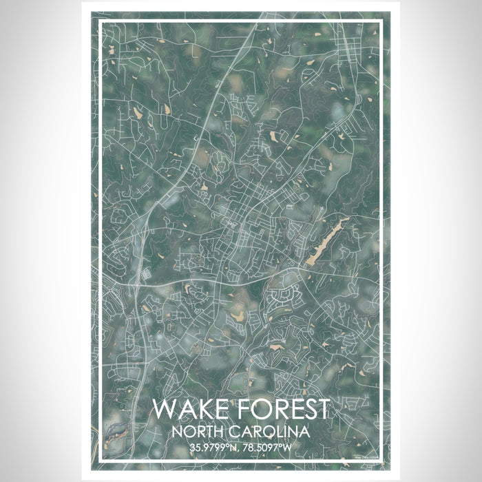 Wake Forest North Carolina Map Print Portrait Orientation in Afternoon Style With Shaded Background