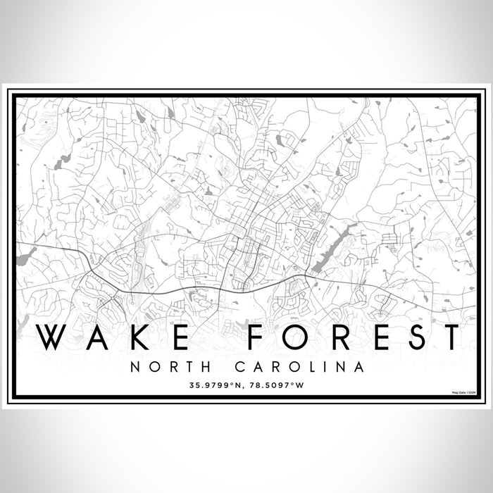 Wake Forest North Carolina Map Print Landscape Orientation in Classic Style With Shaded Background