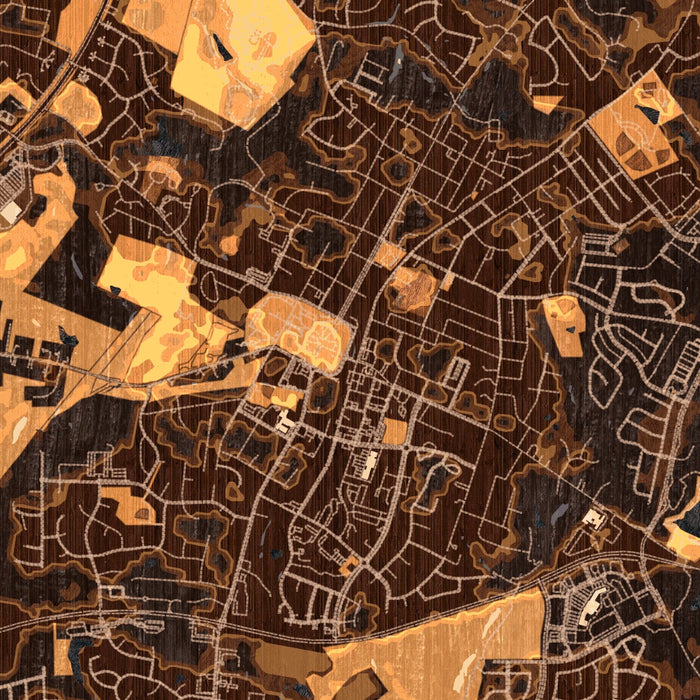 Wake Forest North Carolina Map Print in Ember Style Zoomed In Close Up Showing Details