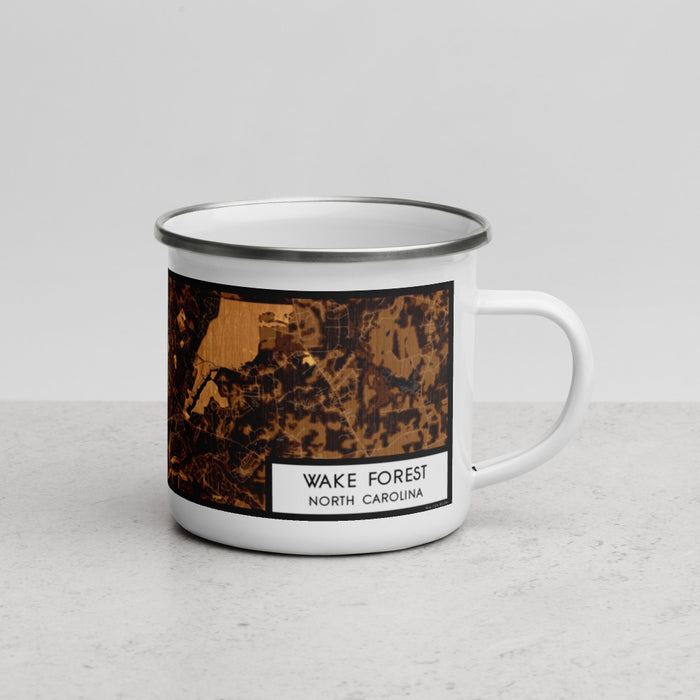 Right View Custom Wake Forest North Carolina Map Enamel Mug in Ember