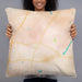 Person holding 22x22 Custom Wake Forest North Carolina Map Throw Pillow in Watercolor
