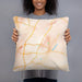 Person holding 18x18 Custom Wake Forest North Carolina Map Throw Pillow in Watercolor