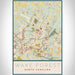 Wake Forest North Carolina Map Print Portrait Orientation in Woodblock Style With Shaded Background