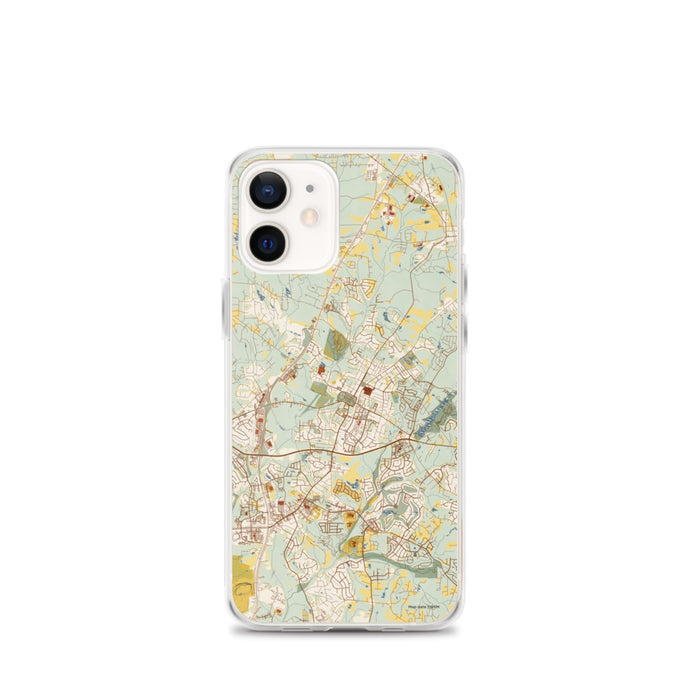 Custom Wake Forest North Carolina Map iPhone 12 mini Phone Case in Woodblock