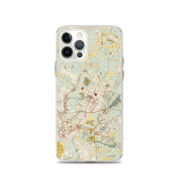 Custom Wake Forest North Carolina Map iPhone 12 Pro Phone Case in Woodblock