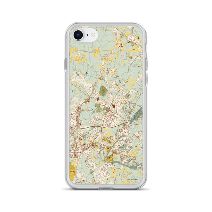 Custom Wake Forest North Carolina Map iPhone SE Phone Case in Woodblock