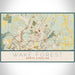 Wake Forest North Carolina Map Print Landscape Orientation in Woodblock Style With Shaded Background
