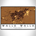 Walla Walla Washington Map Print Landscape Orientation in Ember Style With Shaded Background