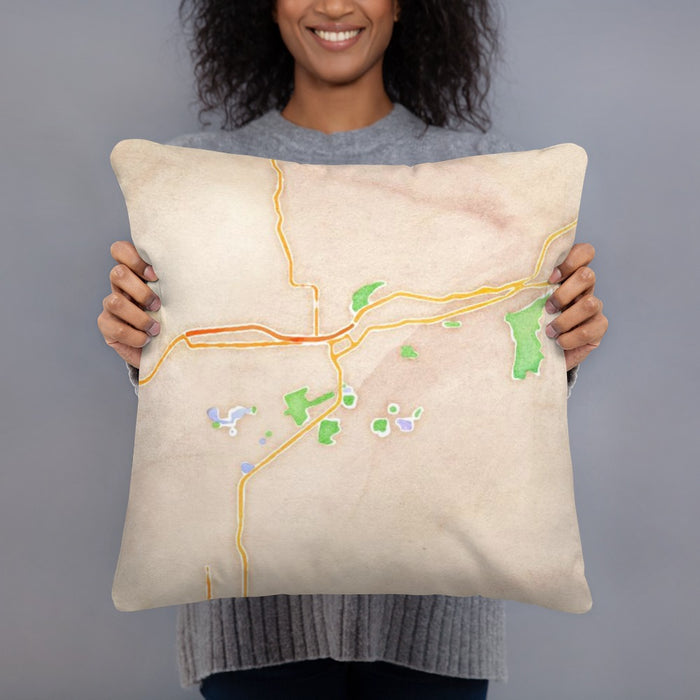 Person holding 18x18 Custom Walla Walla Washington Map Throw Pillow in Watercolor