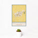 12x18 Walla Walla Washington Map Print Portrait Orientation in Woodblock Style With Small Cactus Plant in White Planter