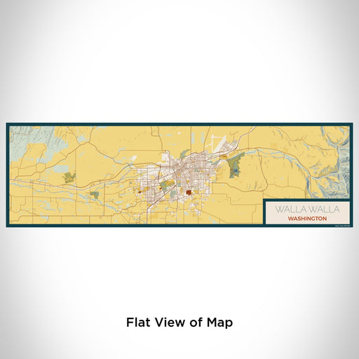 Flat View of Map Custom Walla Walla Washington Map Enamel Mug in Woodblock