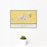 12x18 Walla Walla Washington Map Print Landscape Orientation in Woodblock Style With Small Cactus Plant in White Planter