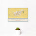 12x18 Walla Walla Washington Map Print Landscape Orientation in Woodblock Style With Small Cactus Plant in White Planter