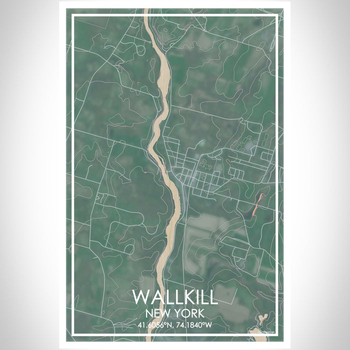 Wallkill New York Map Print Portrait Orientation in Afternoon Style With Shaded Background