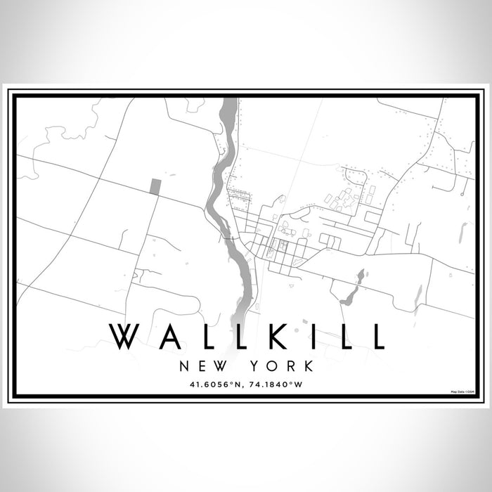 Wallkill New York Map Print Landscape Orientation in Classic Style With Shaded Background