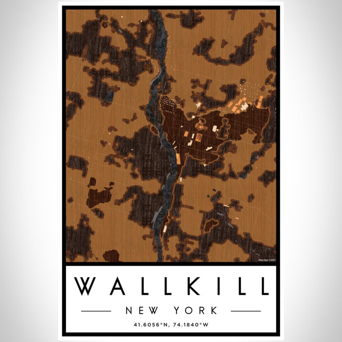 Wallkill New York Map Print Portrait Orientation in Ember Style With Shaded Background