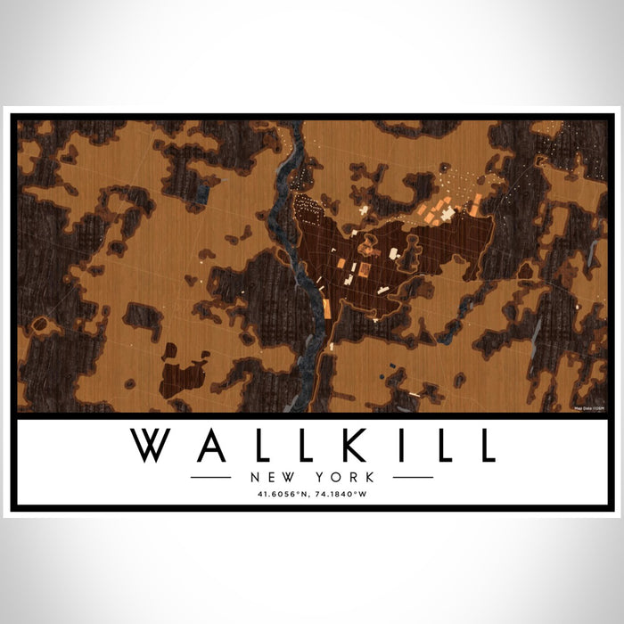 Wallkill New York Map Print Landscape Orientation in Ember Style With Shaded Background