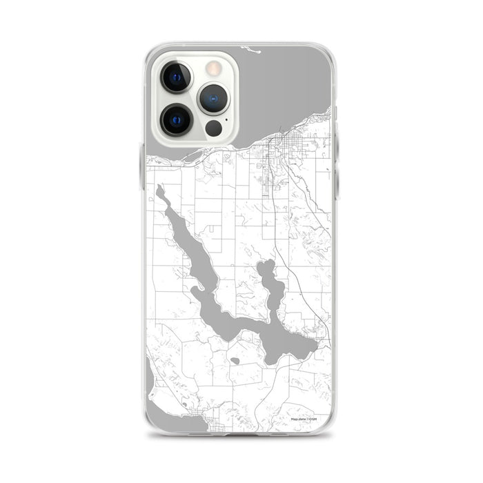 Custom iPhone 12 Pro Max Walloon Lake Michigan Map Phone Case in Classic