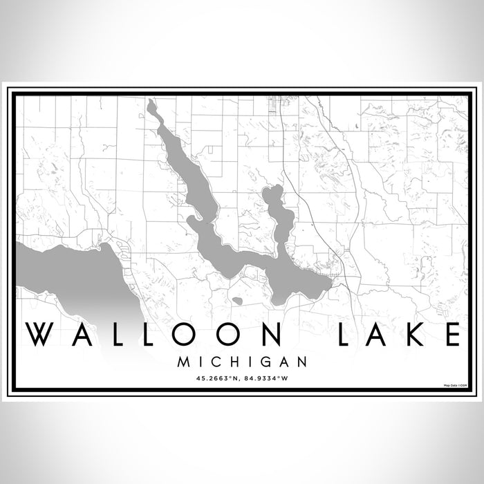 Walloon Lake Michigan Map Print Landscape Orientation in Classic Style With Shaded Background