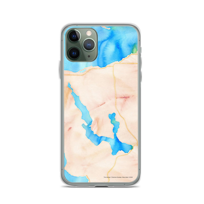Custom iPhone 11 Pro Walloon Lake Michigan Map Phone Case in Watercolor