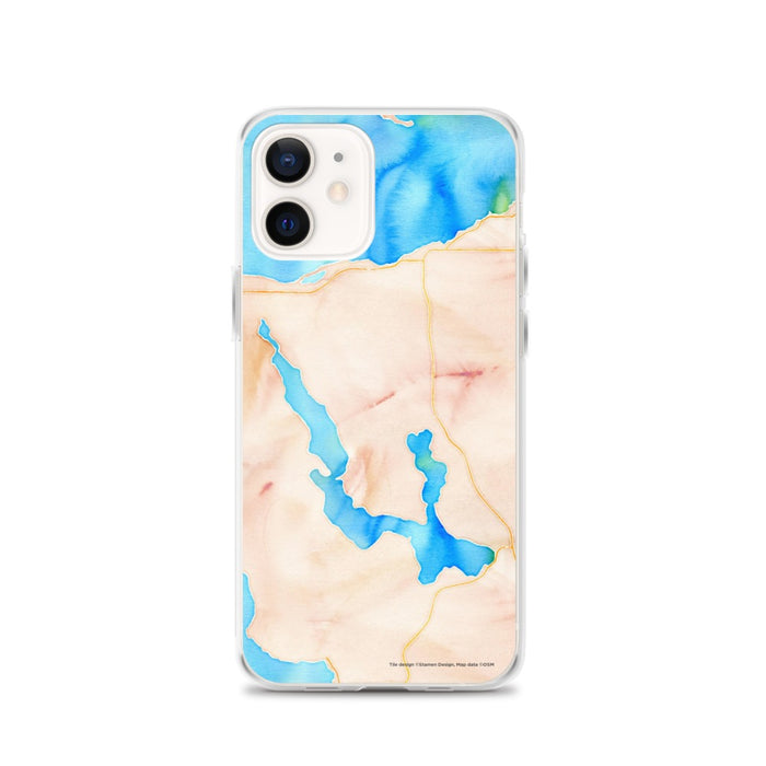 Custom iPhone 12 Walloon Lake Michigan Map Phone Case in Watercolor
