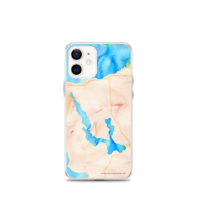 Custom iPhone 12 mini Walloon Lake Michigan Map Phone Case in Watercolor