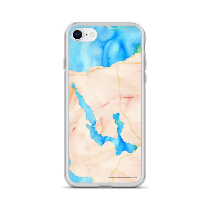 Custom iPhone SE Walloon Lake Michigan Map Phone Case in Watercolor