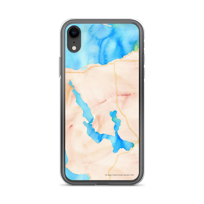 Custom iPhone XR Walloon Lake Michigan Map Phone Case in Watercolor