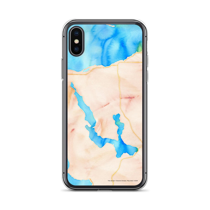 Custom iPhone X/XS Walloon Lake Michigan Map Phone Case in Watercolor