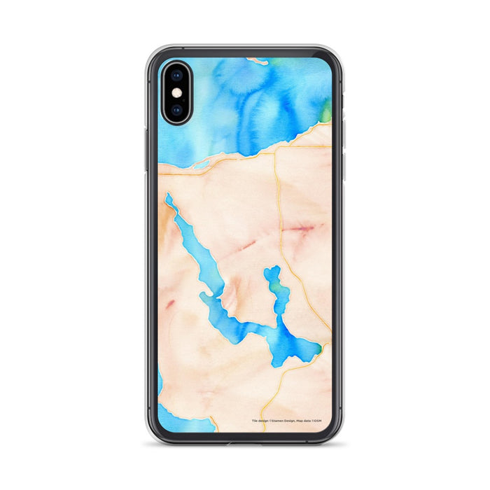 Custom iPhone XS Max Walloon Lake Michigan Map Phone Case in Watercolor