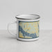 Left View Custom Walloon Lake Michigan Map Enamel Mug in Woodblock
