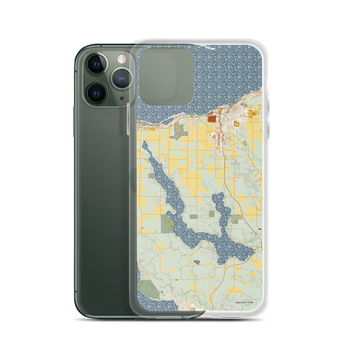 Custom Walloon Lake Michigan Map Phone Case in Woodblock