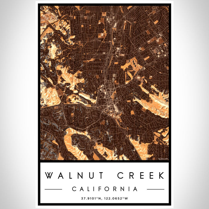 Walnut Shell Map California Walnut Creek - California Map Print in Ember — JACE Maps