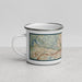 Left View Custom Walnut Creek California Map Enamel Mug in Woodblock