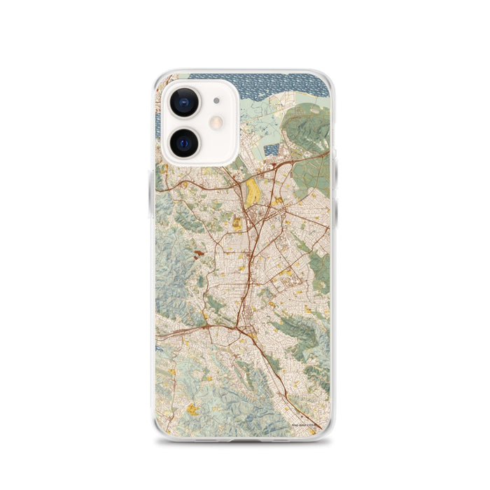 Custom Walnut Creek California Map iPhone 12 Phone Case in Woodblock