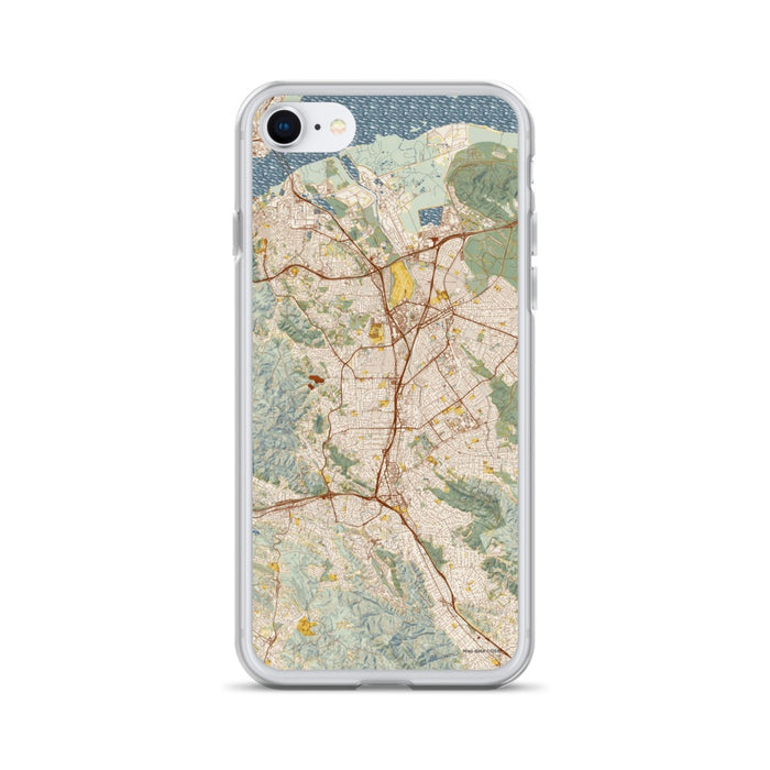 Custom Walnut Creek California Map iPhone SE Phone Case in Woodblock