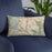 Custom Walnut Creek California Map Throw Pillow in Woodblock on Blue Colored Chair