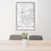 24x36 Waltham Massachusetts Map Print Portrait Orientation in Classic Style Behind 2 Chairs Table and Potted Plant