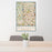 24x36 Waltham Massachusetts Map Print Portrait Orientation in Woodblock Style Behind 2 Chairs Table and Potted Plant