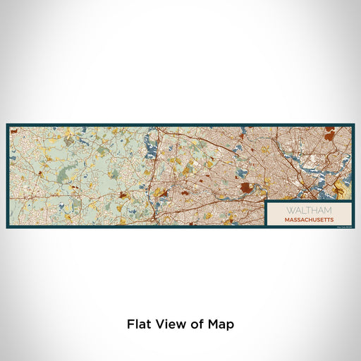 Flat View of Map Custom Waltham Massachusetts Map Enamel Mug in Woodblock