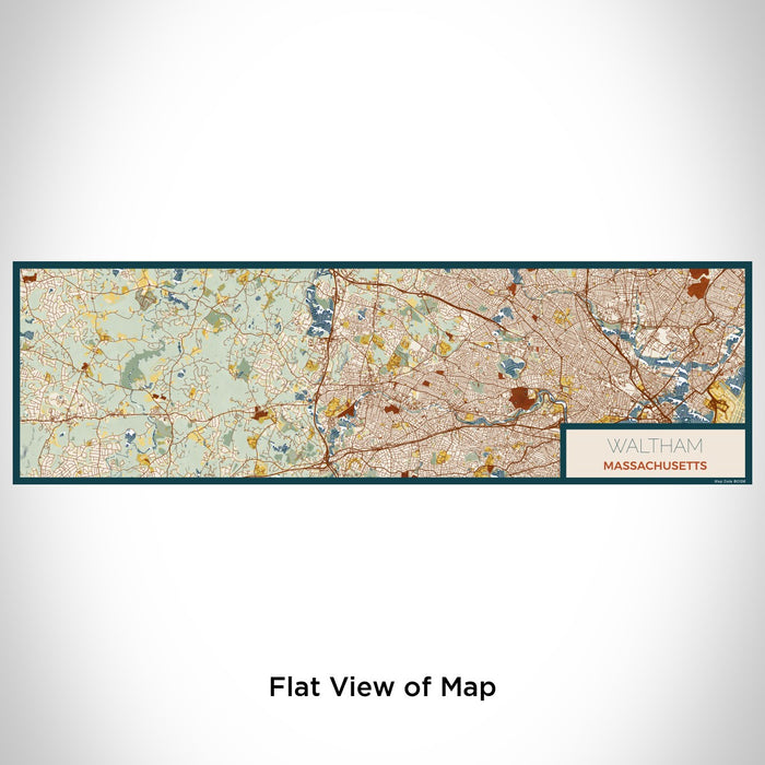 Flat View of Map Custom Waltham Massachusetts Map Enamel Mug in Woodblock
