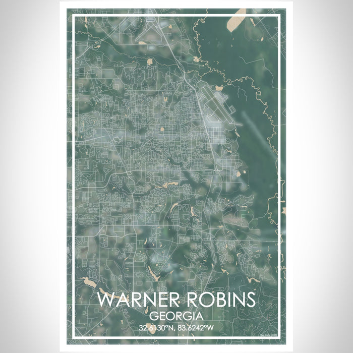 Warner Robins Georgia Map Print Portrait Orientation in Afternoon Style With Shaded Background