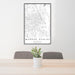 24x36 Warner Robins Georgia Map Print Portrait Orientation in Classic Style Behind 2 Chairs Table and Potted Plant