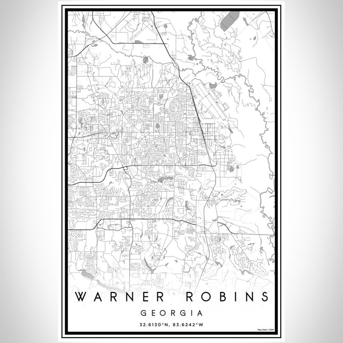 Warner Robins Georgia Map Print Portrait Orientation in Classic Style With Shaded Background