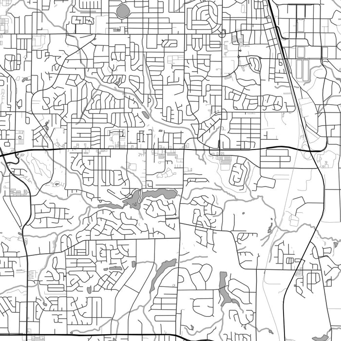 Warner Robins Georgia Map Print in Classic Style Zoomed In Close Up Showing Details