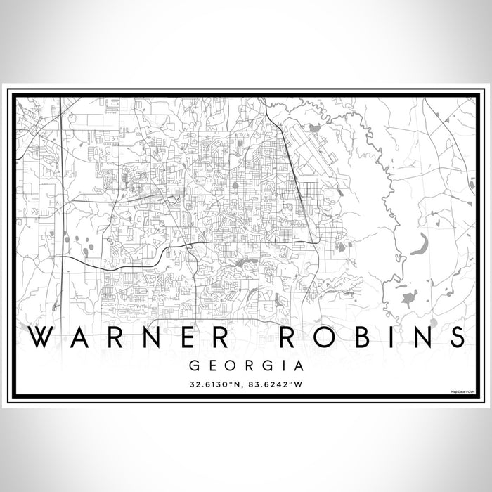 Warner Robins Georgia Map Print Landscape Orientation in Classic Style With Shaded Background